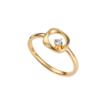 Alyssa Cubic Zirconia Gold Plated Sterling Silver Cocktail Ring