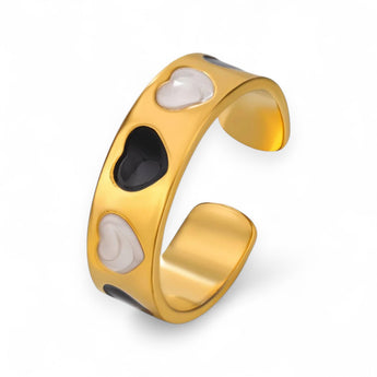 Amnesia Jewellery | Gold Plated Stainless Steel Amore Hearts Ring. Our gold plated Amore Hearts Ring with its cute multi heart design is perfect for wearing on its own or to stack up with other gold plated rings. Tarnish Free and Waterproof. Shop now for quality Jewellery/Jewelry!