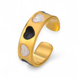 Amnesia Jewellery | Gold Plated Stainless Steel Amore Hearts Ring. Our gold plated Amore Hearts Ring with its cute multi heart design is perfect for wearing on its own or to stack up with other gold plated rings. Tarnish Free and Waterproof. Shop now for quality Jewellery/Jewelry!