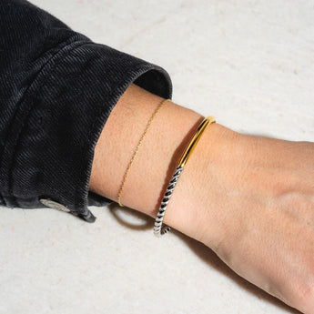 Amnesia Jewellery | Gold Plated Stainless Two Tone Andrea Cuff Bangle