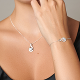 April Birthstone - Diamond CZ Sterling Silver Infinity Bolo Bracelet