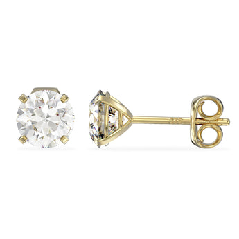 April Birthstone Diamond CZ 9ct Gold Stud Earrings