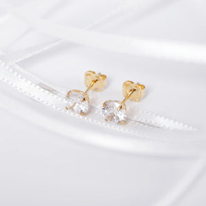 April Birthstone Diamond CZ 9ct Gold Stud Earrings