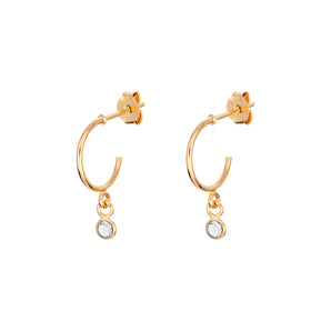 April Birthstone Diamond CZ Gold Plated Hoop Earrings