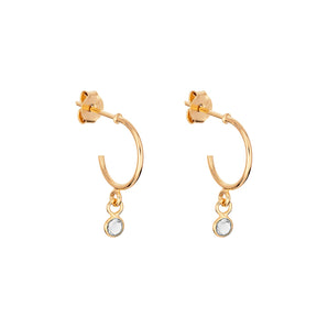 April Birthstone Diamond CZ Gold Plated Hoop Earrings