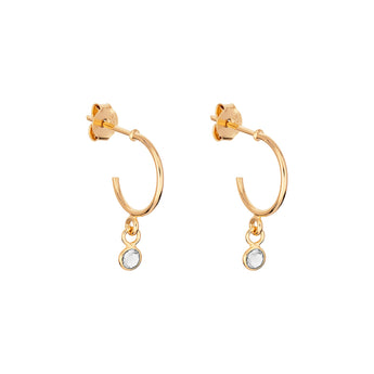April Birthstone Diamond CZ Gold Plated Hoop Earrings