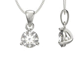 April Birthstone Diamond CZ Silver Pendant Necklace