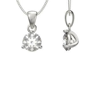April Birthstone Diamond CZ Silver Pendant Necklace