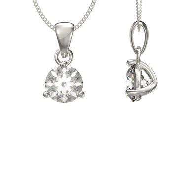 April Birthstone Diamond CZ Silver Pendant Necklace