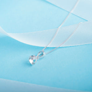 April Birthstone Diamond CZ Silver Pendant Necklace