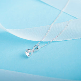 April Birthstone Diamond CZ Silver Pendant Necklace