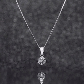 April Birthstone Diamond CZ Silver Pendant Necklace