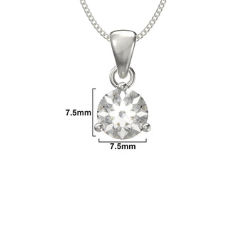 April Birthstone Diamond CZ Silver Pendant Necklace