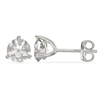 April birthstone diamond CZ silver stud earrings
