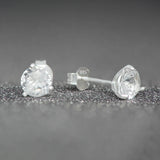 April birthstone diamond CZ silver stud earrings
