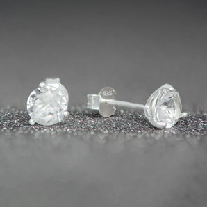 April birthstone diamond CZ silver stud earrings