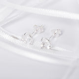 April birthstone diamond CZ silver stud earrings