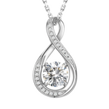 April Birthstone Diamond CZ Sterling Silver Infinity Pendant Necklace
