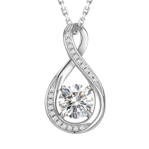 April Birthstone Diamond CZ Sterling Silver Infinity Pendant Necklace