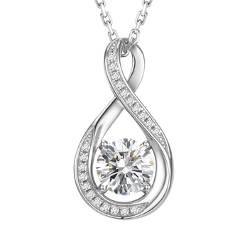 April Birthstone Diamond CZ Sterling Silver Infinity Pendant Necklace