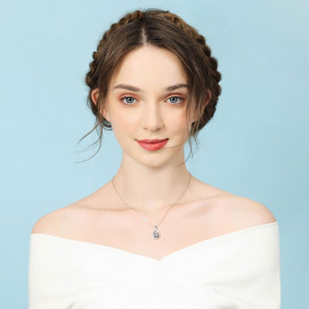 April Birthstone Diamond CZ Sterling Silver Infinity Pendant Necklace