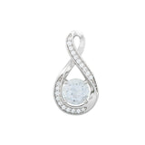 April Birthstone Diamond CZ Sterling Silver Infinity Pendant Necklace