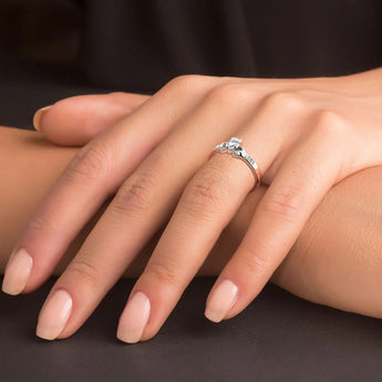 April Birthstone Diamond Cubic Zirconia Claddagh Ring