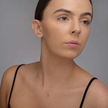 August Birthstone Peridot CZ 9ct Gold Pendant Necklace