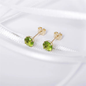 August Birthstone Peridot CZ 9ct Gold Stud Earrings