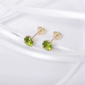 August Birthstone Peridot CZ 9ct Gold Stud Earrings