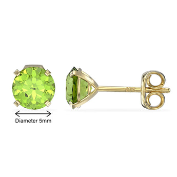 August Birthstone Peridot CZ 9ct Gold Stud Earrings
