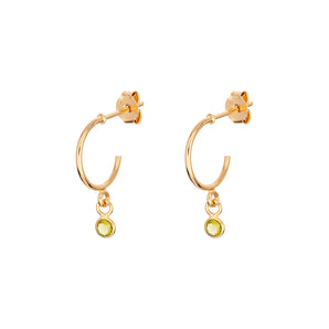 August Birthstone Peridot CZ Gold Plated Hoop Earrings