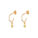 August Birthstone Peridot CZ Gold Plated Hoop Earrings