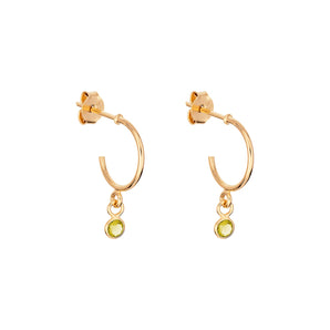 August Birthstone Peridot CZ Gold Plated Hoop Earrings