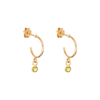 August Birthstone Peridot CZ Gold Plated Hoop Earrings