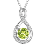 August Birthstone Peridot CZ Sterling Silver Infinity Pendant Necklace