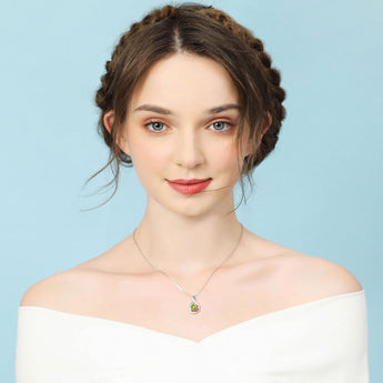 August Birthstone Peridot CZ Sterling Silver Infinity Pendant Necklace