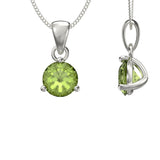 August Birthstone Peridot CZ Sterling Silver Pendant Necklace