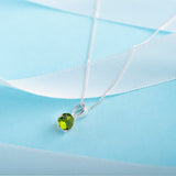 August Birthstone Peridot CZ Sterling Silver Pendant Necklace