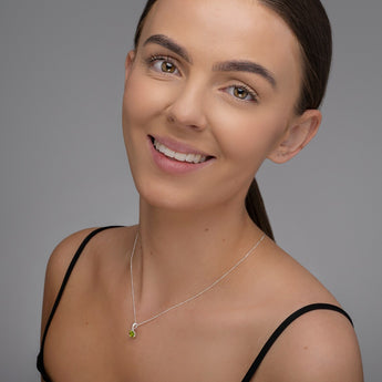 August Birthstone Peridot CZ Sterling Silver Pendant Necklace