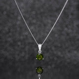 August Birthstone Peridot CZ Sterling Silver Pendant Necklace