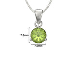 August Birthstone Peridot CZ Sterling Silver Pendant Necklace