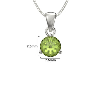 August Birthstone Peridot CZ Sterling Silver Pendant Necklace