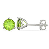 August Birthstone Peridot CZ Sterling Silver Stud Earrings