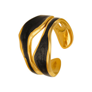 Amnesia Jewellery | Gold Plated Stainless Steel Lava Flow Ring. Our gold plated Lava Flow Ring with its unique irregular design is perfect for wearing on its own or to stack up with other gold plated rings. Tarnish Free and Waterproof. Shop now for quality Jewellery/Jewelry!