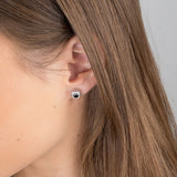 Black Onyx Cubic Zirconia Sterling Silver Halo Earrings