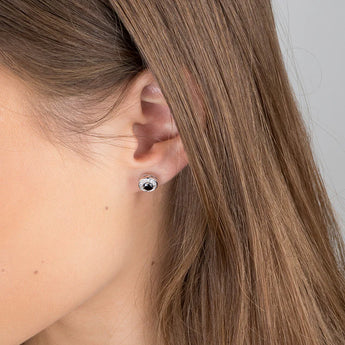 Black Onyx Cubic Zirconia Sterling Silver Halo Earrings