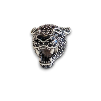Black Panther Sterling Silver CZ Bead Charm