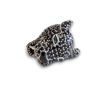 Black Panther Sterling Silver CZ Bead Charm