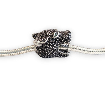 Black Panther Sterling Silver CZ Bead Charm